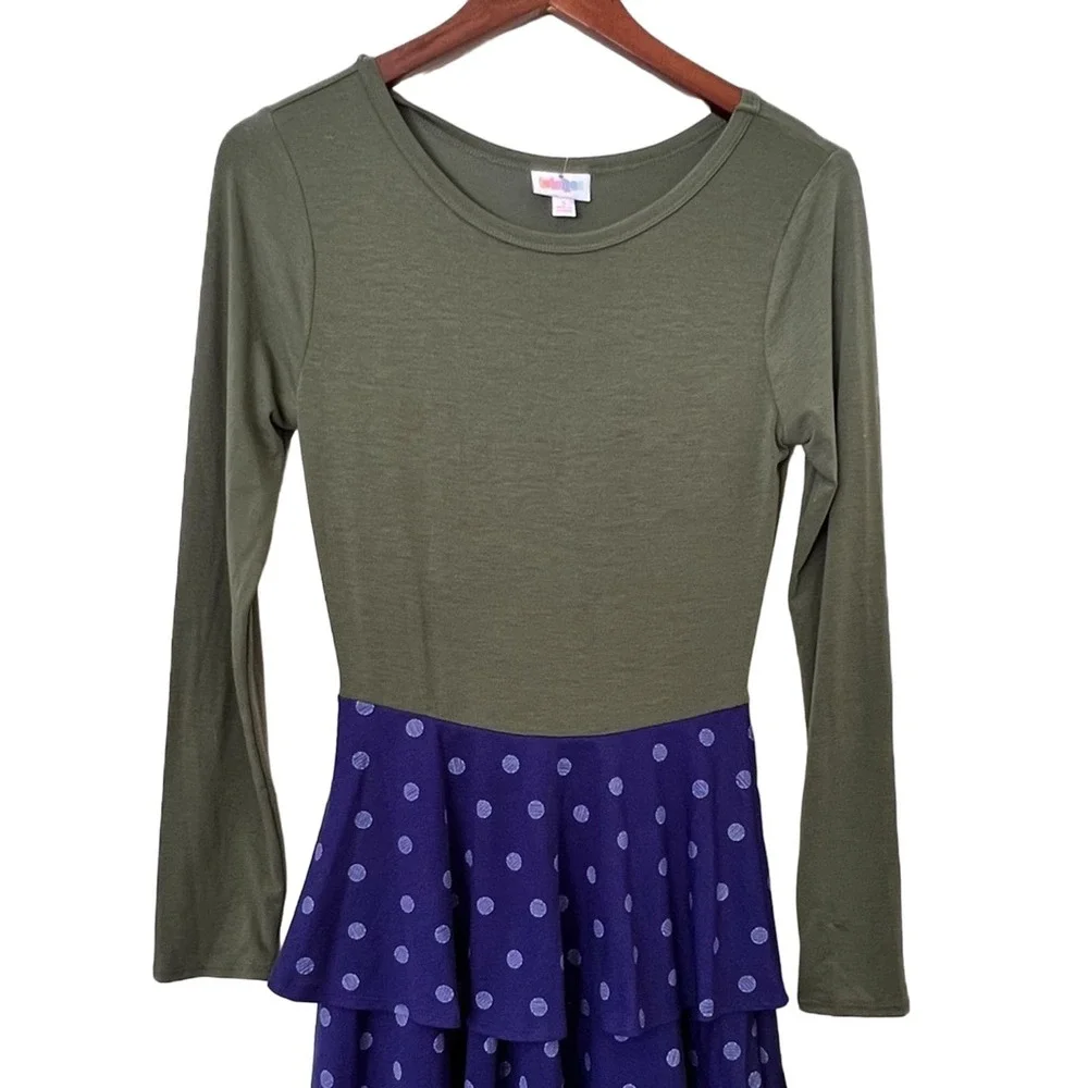 LuLaRoe Georgia Dress S Tiered Blue Polka Dot NWT - Picture 8 of 8